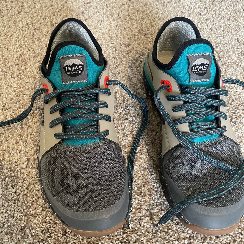 Gray and Blue Sneakers with Breathable Mesh and Comfortable Collar